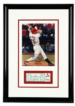 Mark McGwire 500th Home Run Ticket In Signed Photo Display